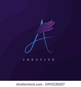 Letter A leaf logo for beauty, fashion, and cosmetics. Beautiful Floral A Botanical Logo