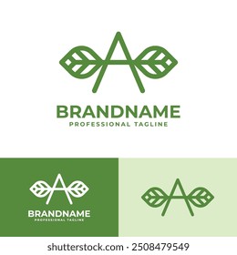 Letter A Leaf Logo, for business related to leaf, nature, plant, ecology, or environment with A initial