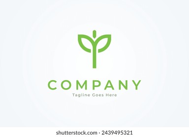 Letter I Leaf Logo, letter I with leaf combination, Flat Vector Logo Design, vector illustration