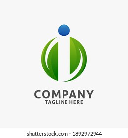 Letter i leaf logo design
