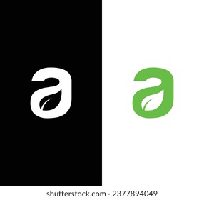 Letter A Leaf Logo Design. Letter A Logo. Black and White Logo. Usable for Business Logos. Flat Vector Logo Design Template