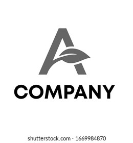 Letter A leaf logo design modern template