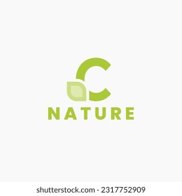 Letter + leaf logo design, simple logotype with nature or leaf concept, combination mark logo vector design