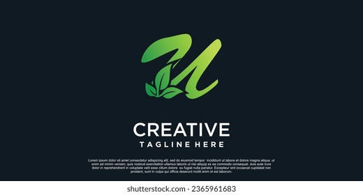 Letter of leaf logo design simple concept Premium Vector