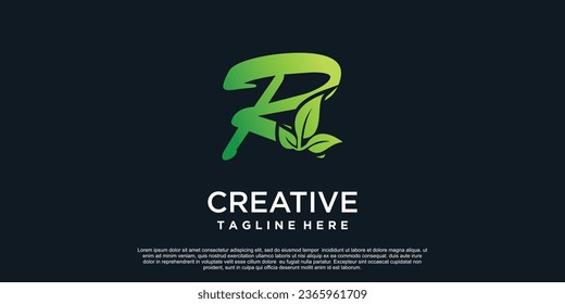 Diseño del logotipo de la letra de la hoja concepto simple Vector Premium