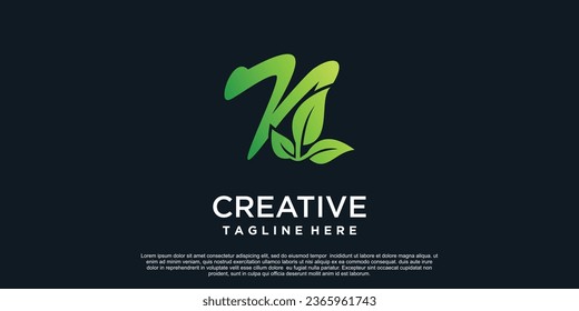 Letter of leaf logo design simple concept Premium Vector
