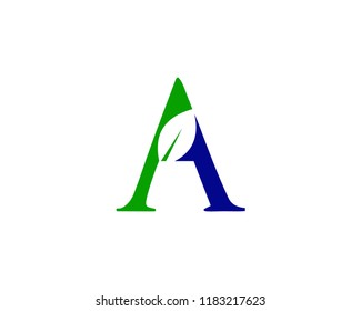 letter a leaf logo design template