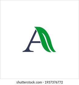 letter A leaf logo design vector sign