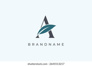 Letra A Plantilla de Vector de diseño de logotipo de hoja.