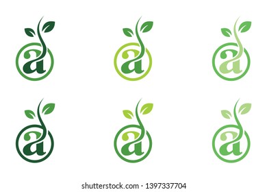 A letter with leaf logo, Green logo design
