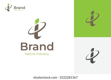 Letter i Blatt Logo Icon Design, Vektor einfache organische Symbol Marke Label modernes Logo