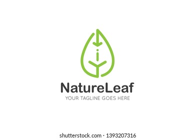letter i Leaf logo and icon vector illustration design template