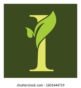 I letter with leaf logo  organic tree logo