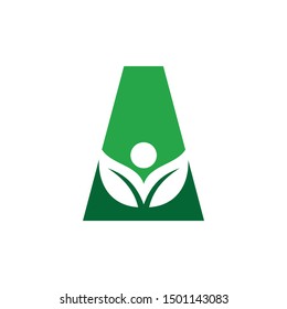 Letter A and Leaf Logo. Person Symbol. Icon vector.