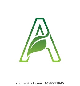 A Letter with leaf logo or symbol concept template design