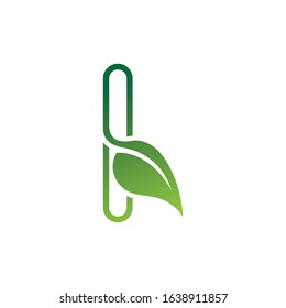 I Letter with leaf logo or symbol concept template design