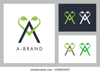 A Letter with Leaf Logo Vector