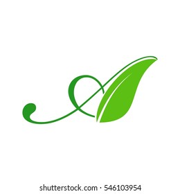 letter a with leaf logo vector