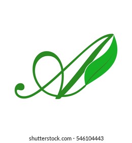 letter a with leaf logo vector
