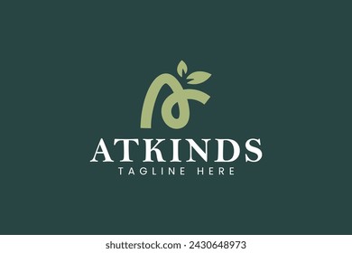 letter A with leaf nature concept  logo design for healthy food and beverage company business