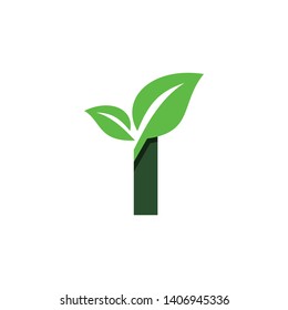 Letter I Leaf Nature Icon Vector Logo