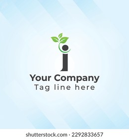 Letra I Logotipo vector vector de icono de la naturaleza de la hoja para empresas