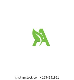letter A leaf nature logo