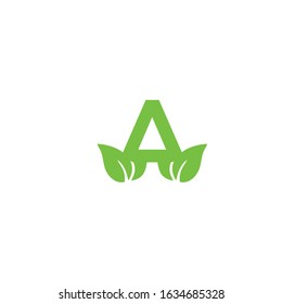 letter A leaf nature logo