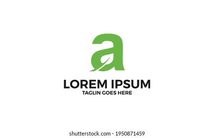 Letra A con hoja en espacio negativo icono vectorial