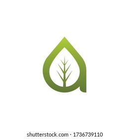 Carta A plantilla de diseño de logotipos de hoja y aceite