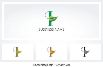 Letter I Leaf Sprout Logo