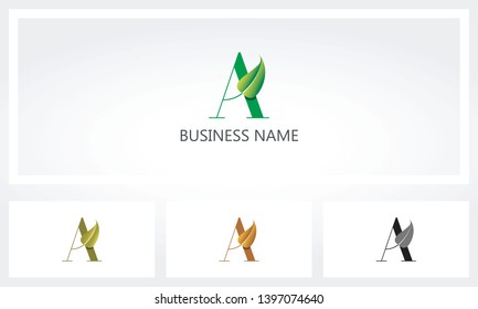 Letter A Leaf Sprout Logo