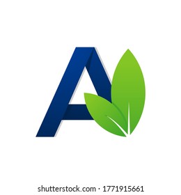 letter A leaf template in a modern style, very suitable for nature, company logos, initials A, greening brands, plant shops, plantation businesses .etc