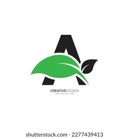 Letter A with leaf tree creative fresh logo