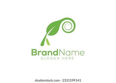 Letter A leaf twist logo design vector template