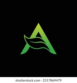 Letter A with leaf vector logo template Suitable for business, web, nature, and design