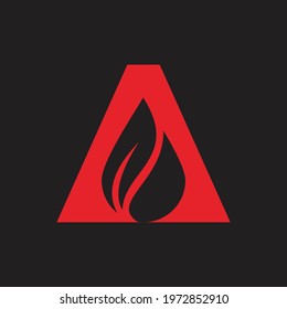 letter A leaf water logo