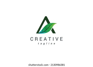 Letter A leafy natural logo
