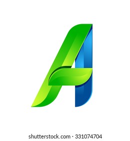 A letter leaves eco logo, volume icon. Vector design green and blue template elements an for your ecology application or company.