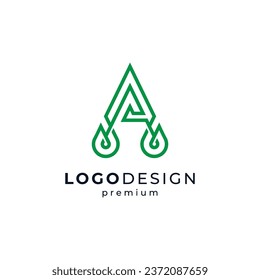 letter A and leaves with line art style for agriculture logo design	