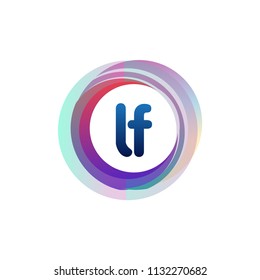 Letter LF logo with colorful circle, letter combination logo design with ring, circle object for creative industry, web, business and company.