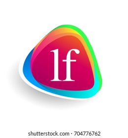 Letter LF logo in triangle shape and colorful background, letter combination logo design for company identity.