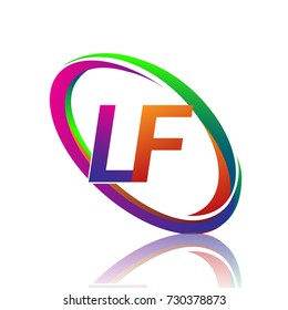 letter LF logotype design for company name colorful swoosh. vector logo for business and company identity.