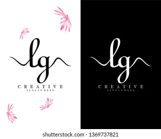 letter lg, gl initial handwriting logo template