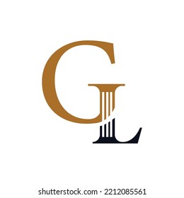 Letter LG or GL logo design for law firm. Law firm logo design with letter GL