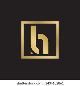 Letter lh linked lowercase logo design template elements. Gold letter Isolated on black  background. Suitable for business, consulting group company.