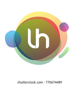 Letter LH logo with colorful splash background, letter combination logo design for creative industry, web, business and company.
