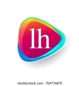 Letter LH logo in triangle shape and colorful background, letter combination logo design for company identity.