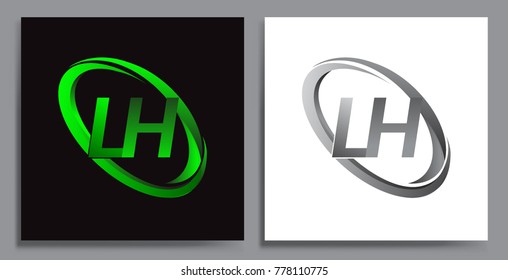 letter LH logotype design for company name colored Green swoosh and grey. vector set logo design for business and company identity.
