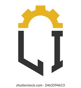 Letter LI Gear Logo Design for Service Center, Repair, Factory, Industrial, Digital and Mechanical Business